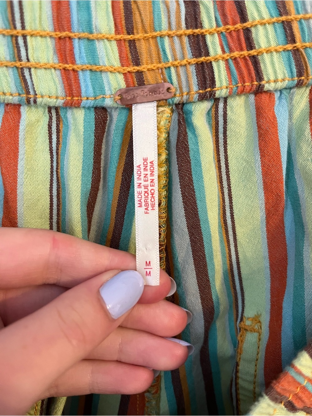 Free People Women’s Striped Casual Shorts - Multi-Color - Picture 4 of 4